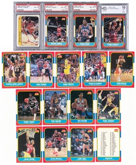 1986-87 Fleer Basketball High Grade Complete Set (132) Plus Stickers Set (11) Including PSA NM-MT+ 8.5 Jordan Rookie Card!